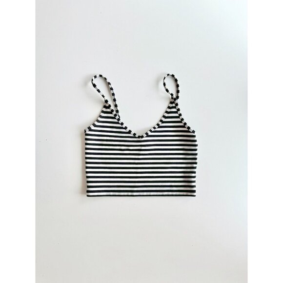 Aritzia SUNDAY BEST Roxboro Black White Striped Knit Cropped Tank Top, Size XS - Picture 1 of 9